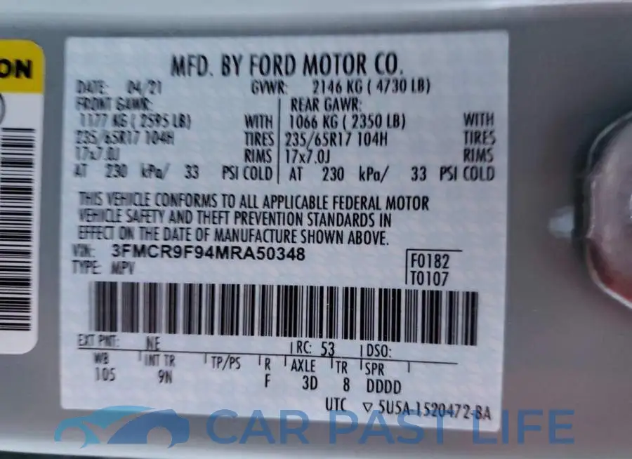 3FMCR9F94MRA50348# 13