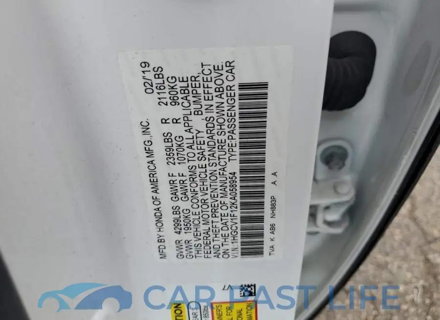 1HGCV1F12KA058954# 12