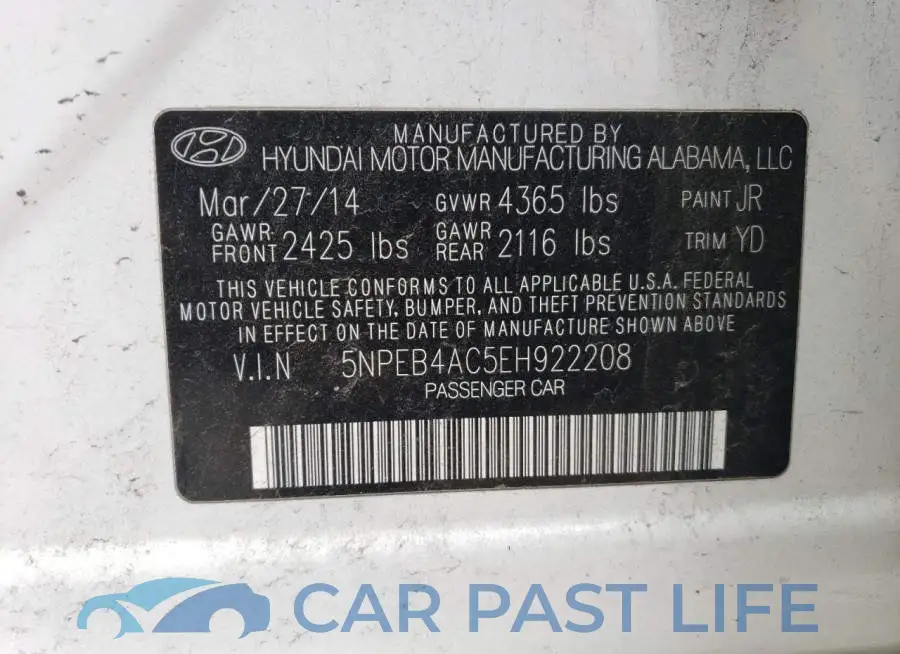 5NPEB4AC5EH922208# 12