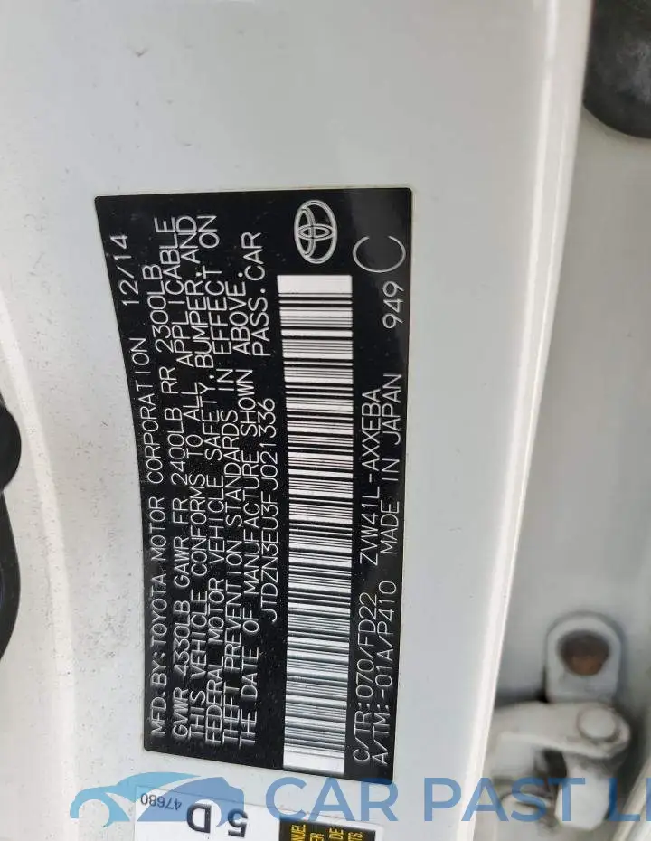JTDZN3EU3FJ021336# 12