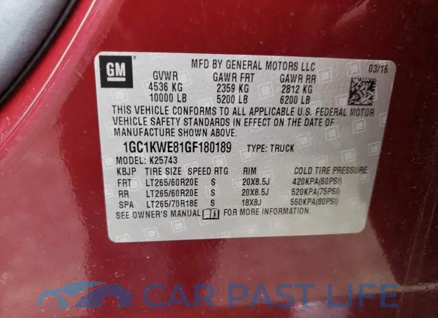 1GC1KWE81GF180189# 12