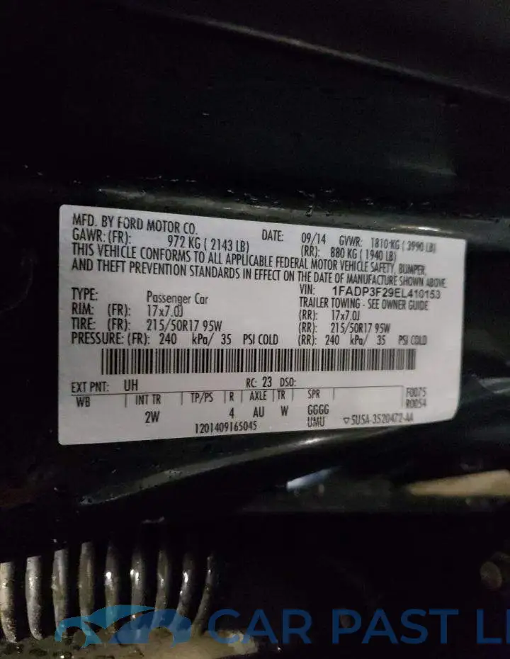 1FADP3F29EL410153# 12