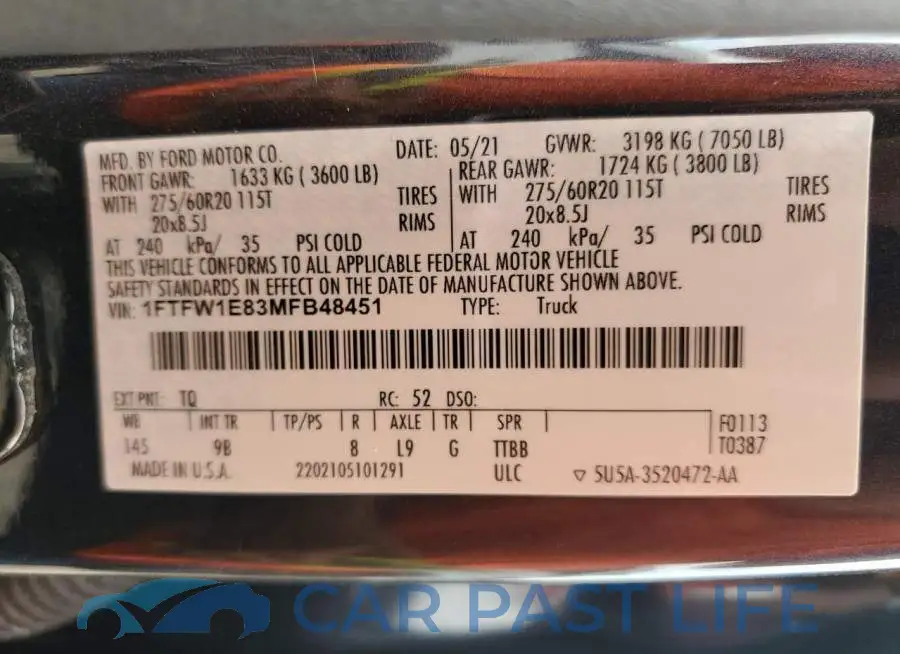 1FTFW1E83MFB48451# 13