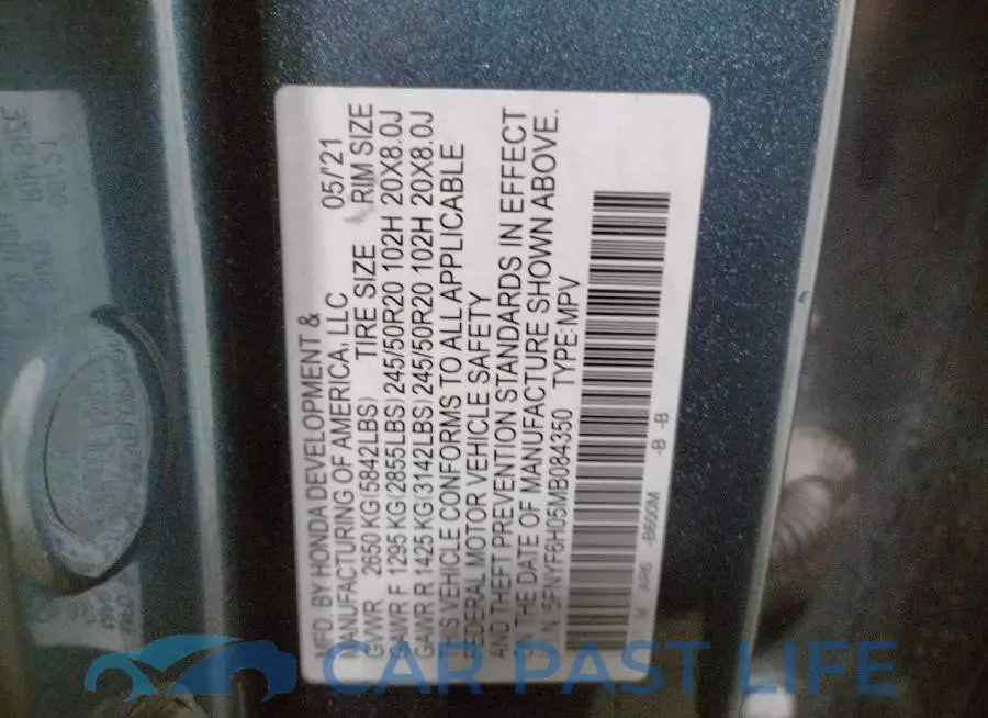 5FNYF6H05MB084350# 13