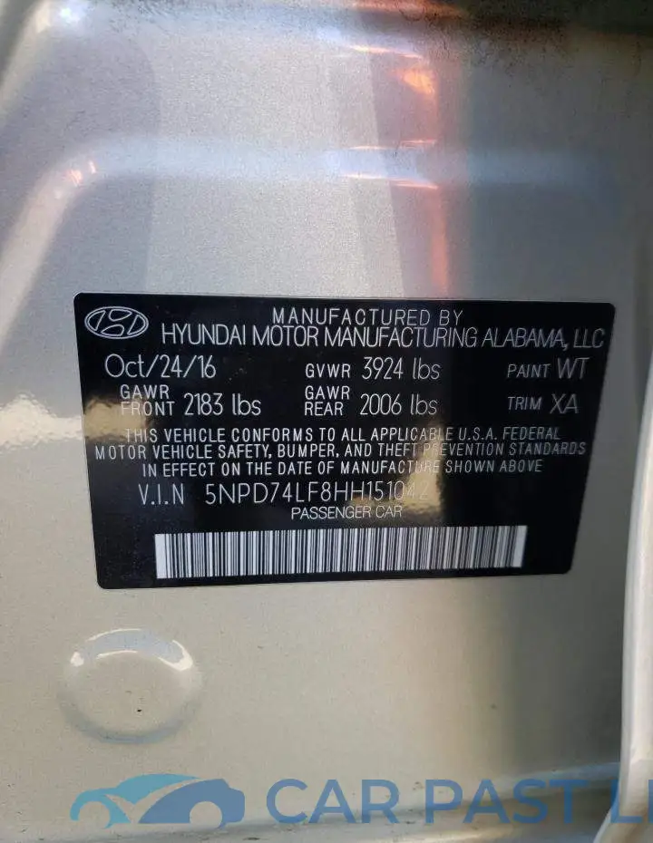 5NPD74LF8HH151042# 12