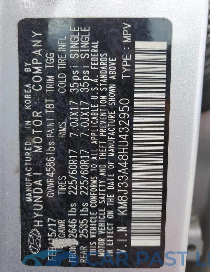 KM8J33A48HU432950# 13