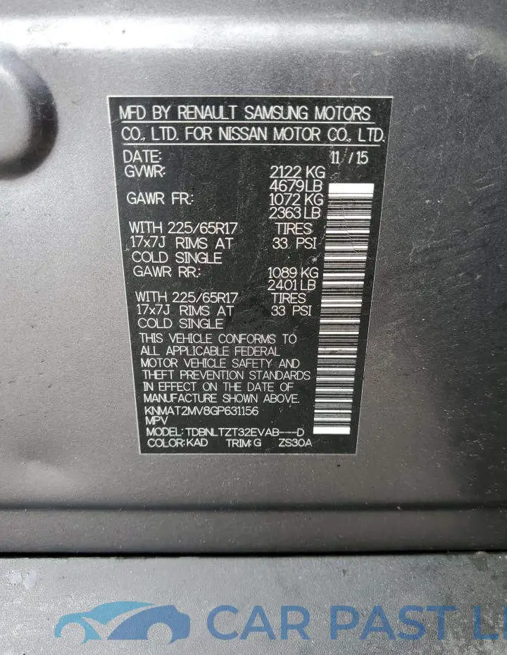 KNMAT2MV8GP631156# 13
