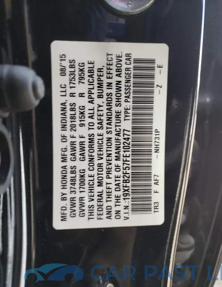 19XFB2F57FE102477# 12