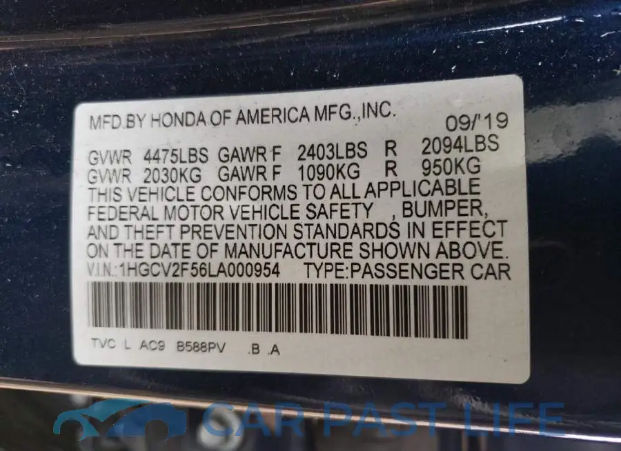 1HGCV2F56LA000954# 13