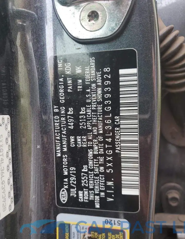 5XXGT4L36LG393928# 12