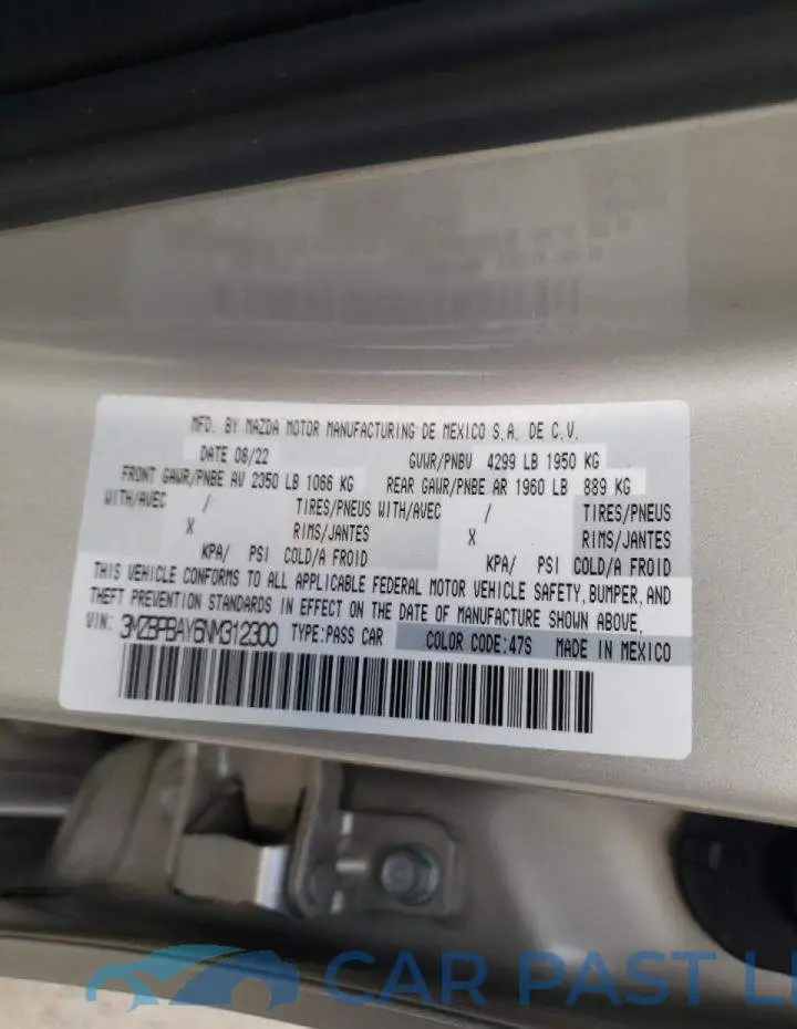3MZBPBAY6NM312300# 12