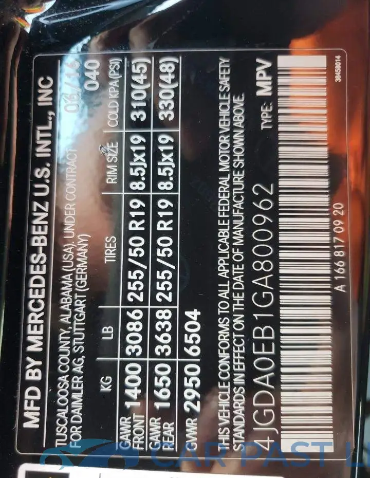 4JGDA0EB1GA800962# 13