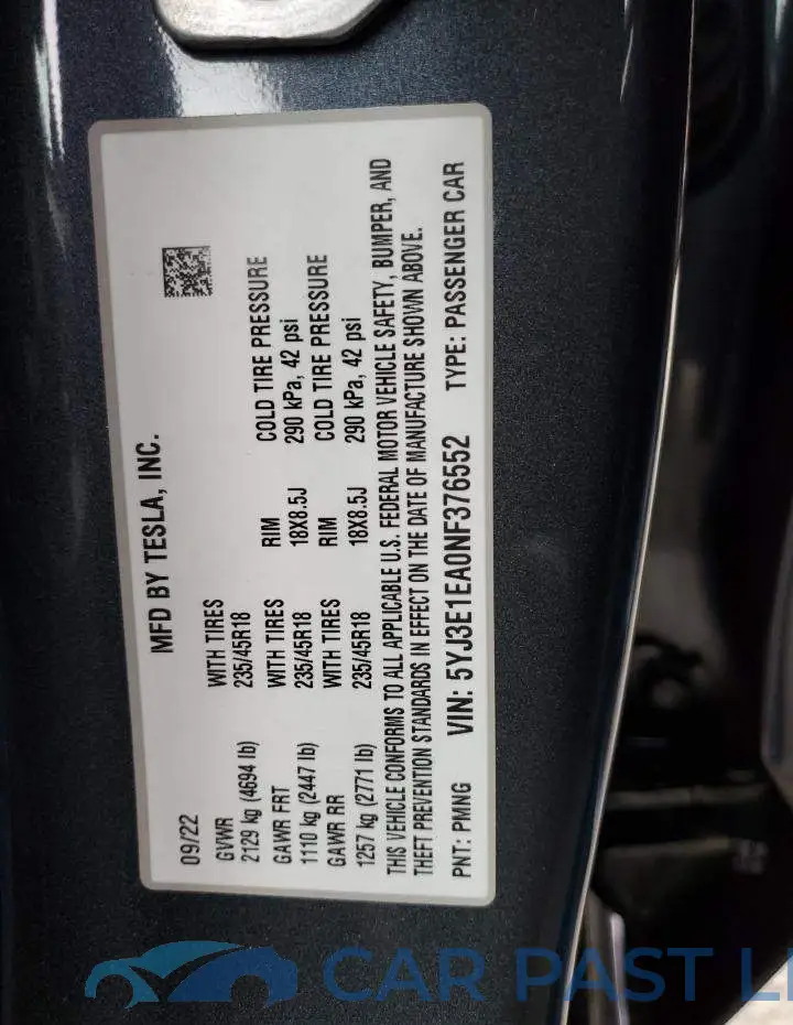 5YJ3E1EA0NF376552# 13