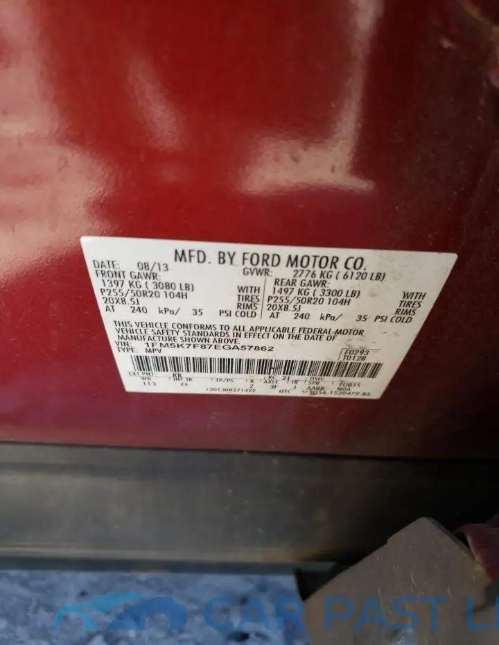 1FM5K7F87EGA57862# 13