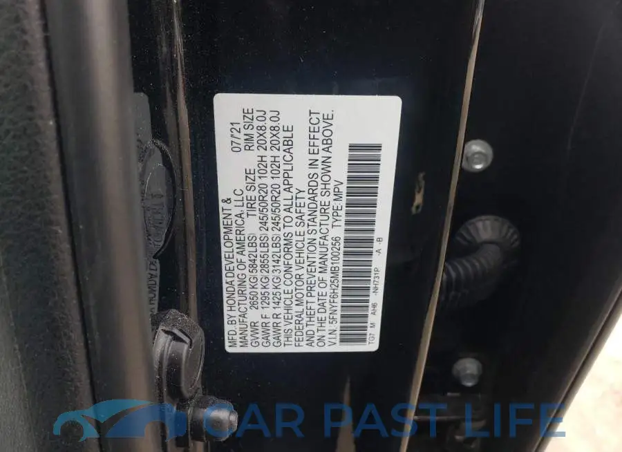 5FNYF6H25MB100256# 13