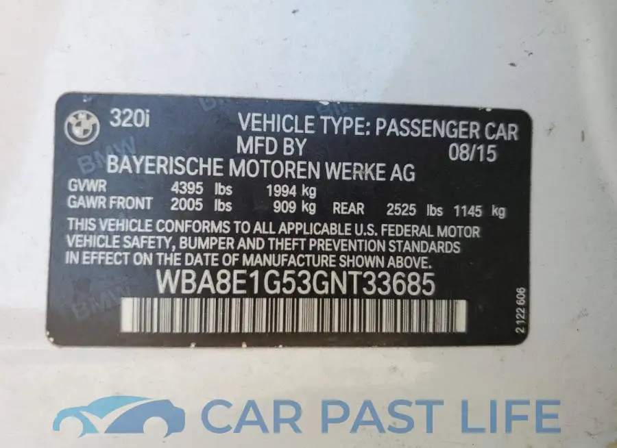 WBA8E1G53GNT33685# 12