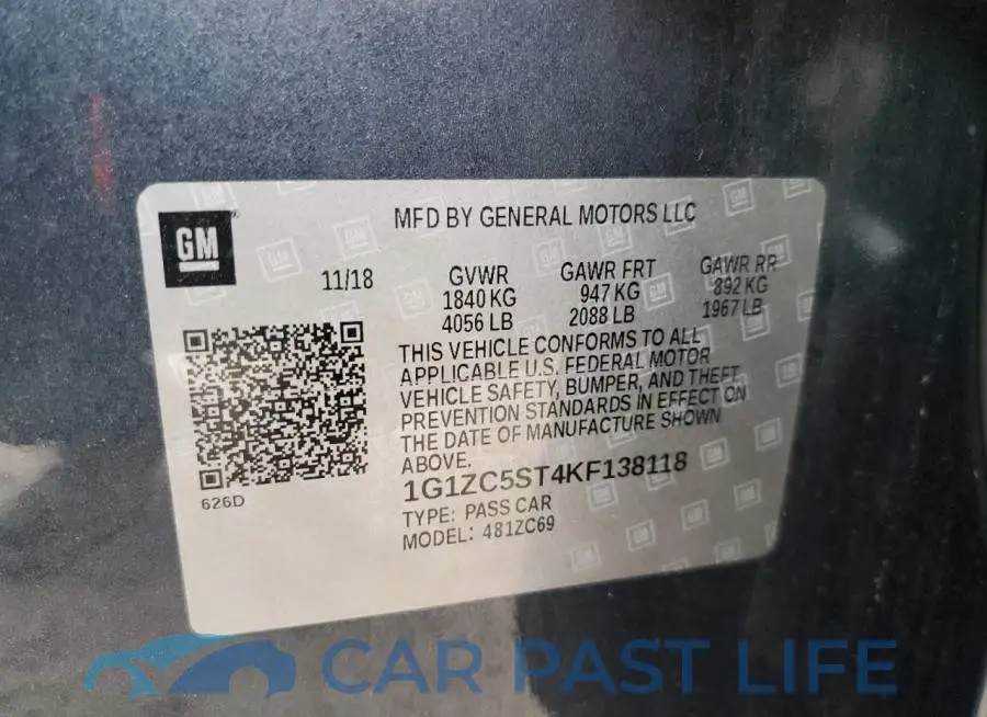 1G1ZC5ST4KF138118# 12