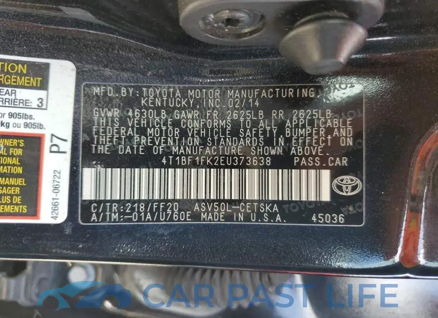 4T1BF1FK2EU373638# 13