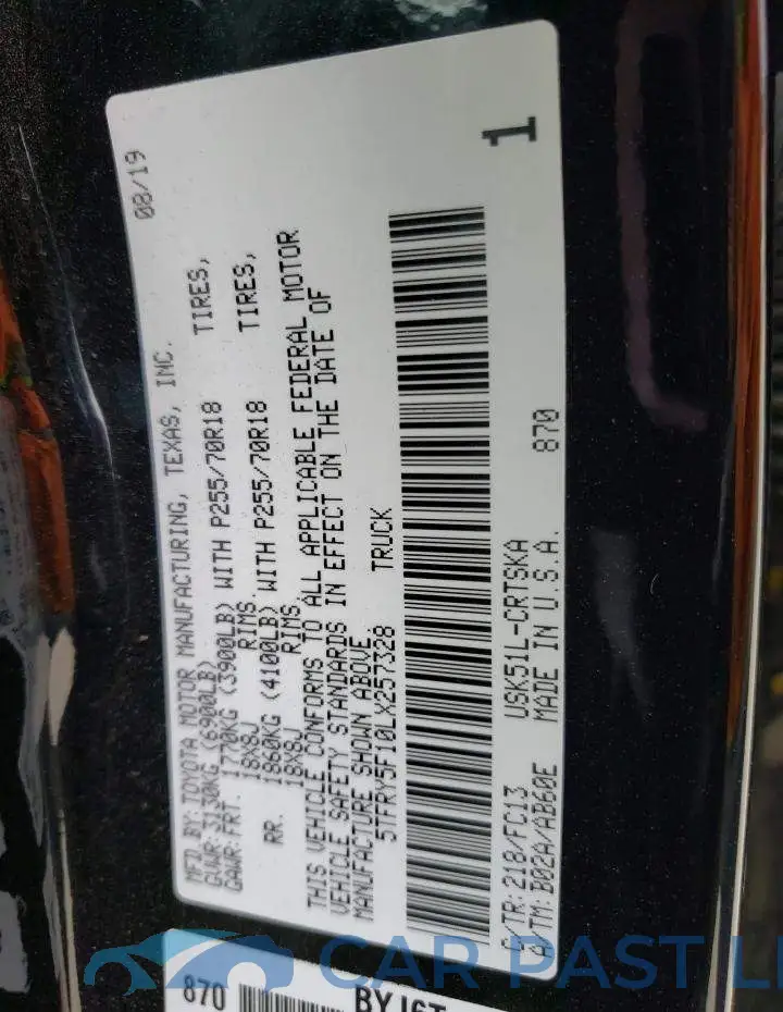 5TFRY5F10LX257328# 12