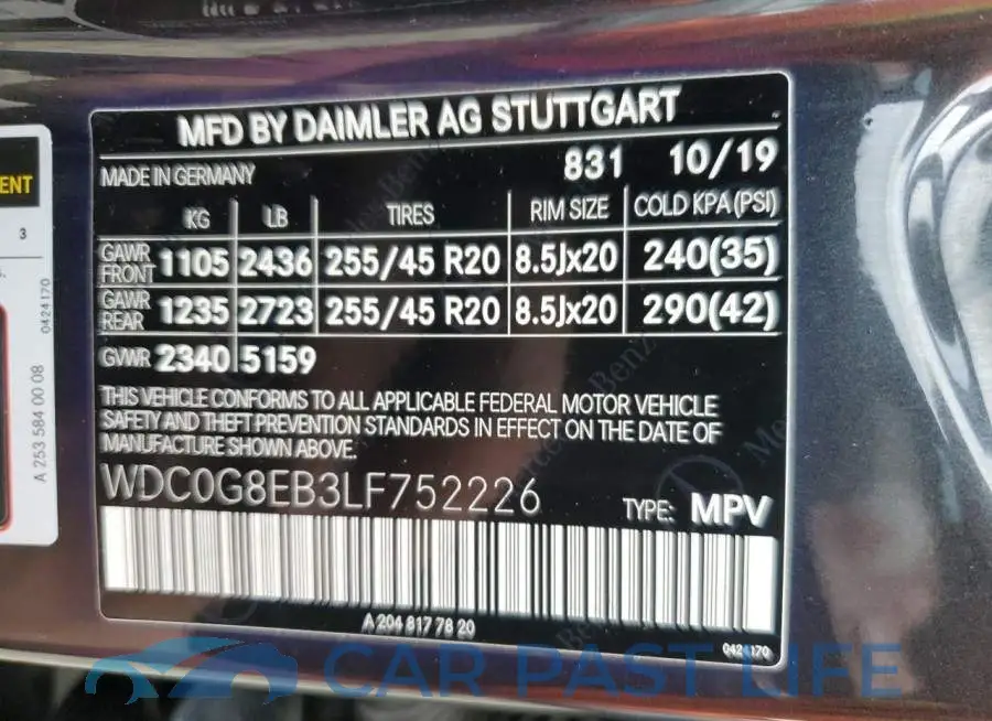 WDC0G8EB3LF752226# 13
