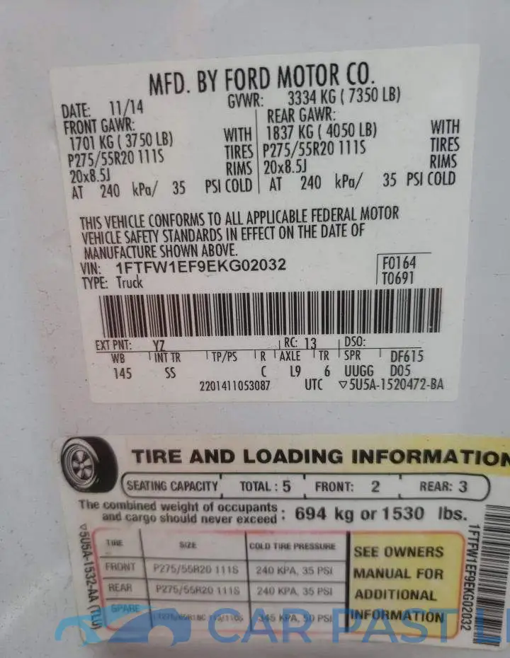 1FTFW1EF9EKG02032# 12