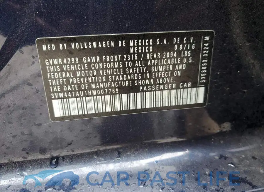3VW447AU1HM007769# 13