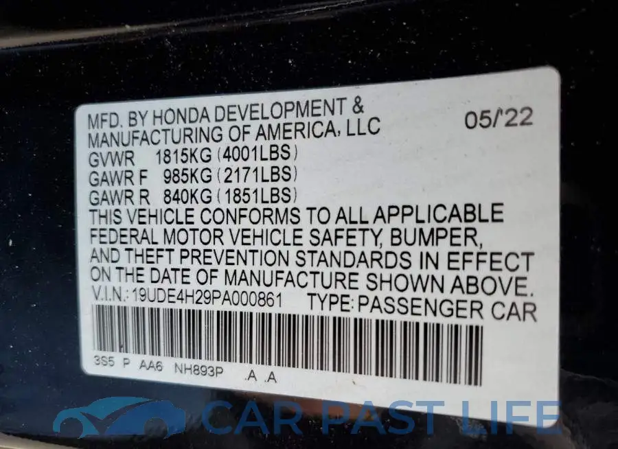 19UDE4H29PA000861# 13
