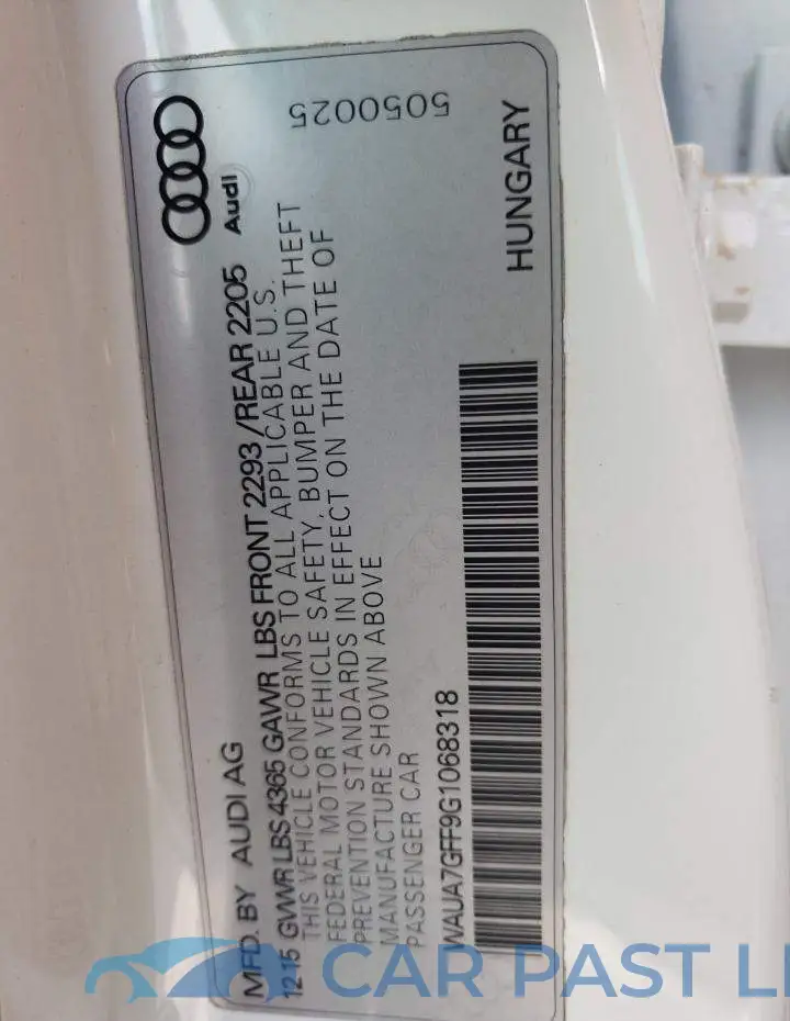 WAUA7GFF9G1068318# 13