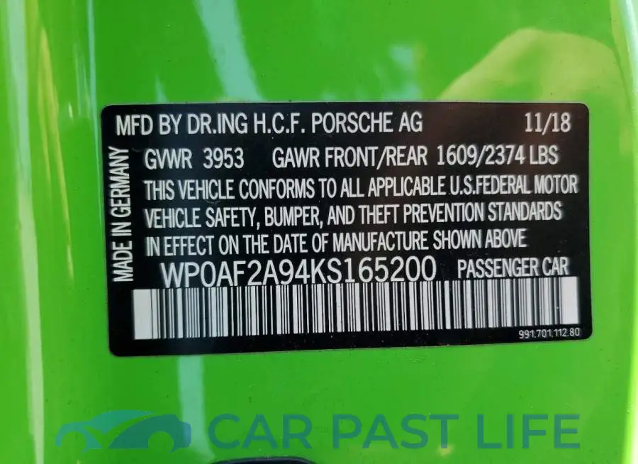 WP0AF2A94KS165200# 13