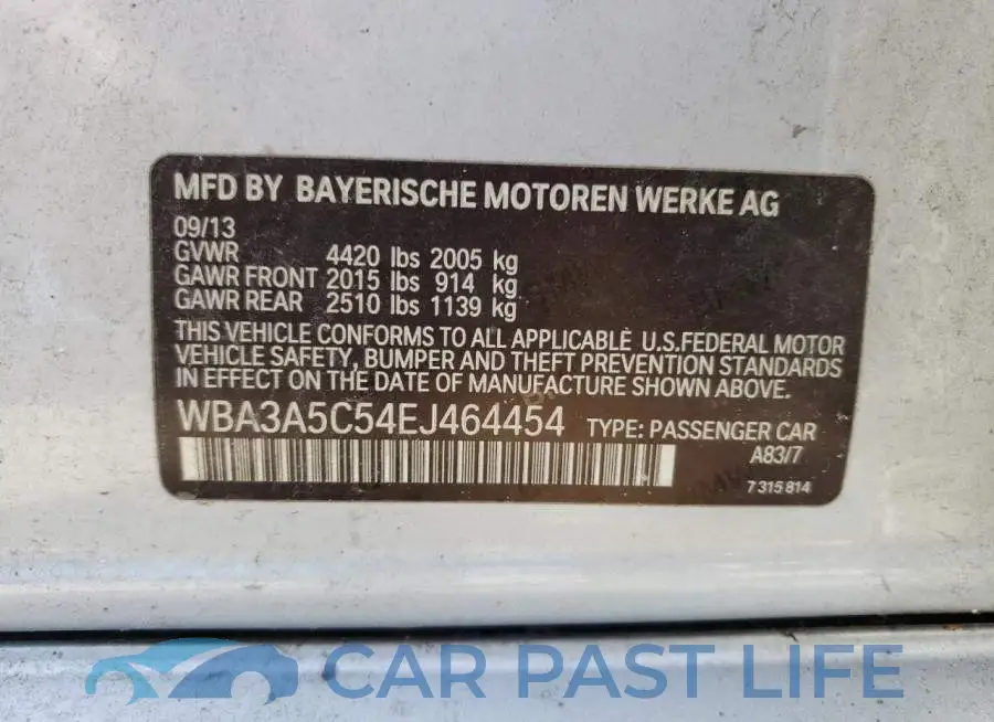 WBA3A5C54EJ464454# 13