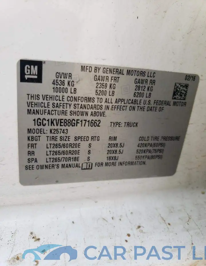 1GC1KVE88GF171662# 12