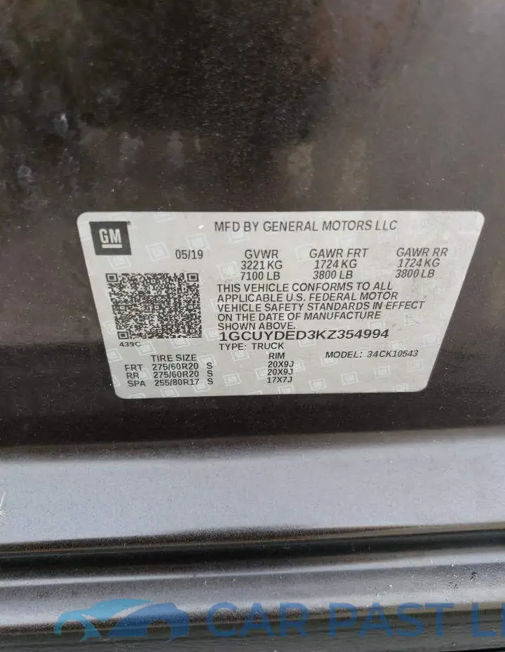 1GCUYDED3KZ354994# 12