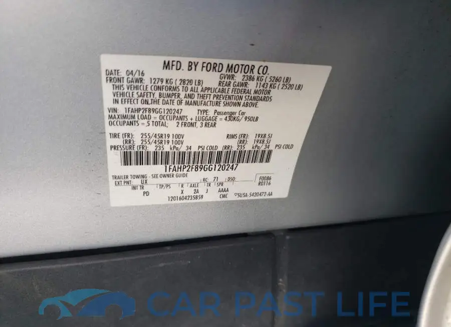 1FAHP2F89GG120247# 12