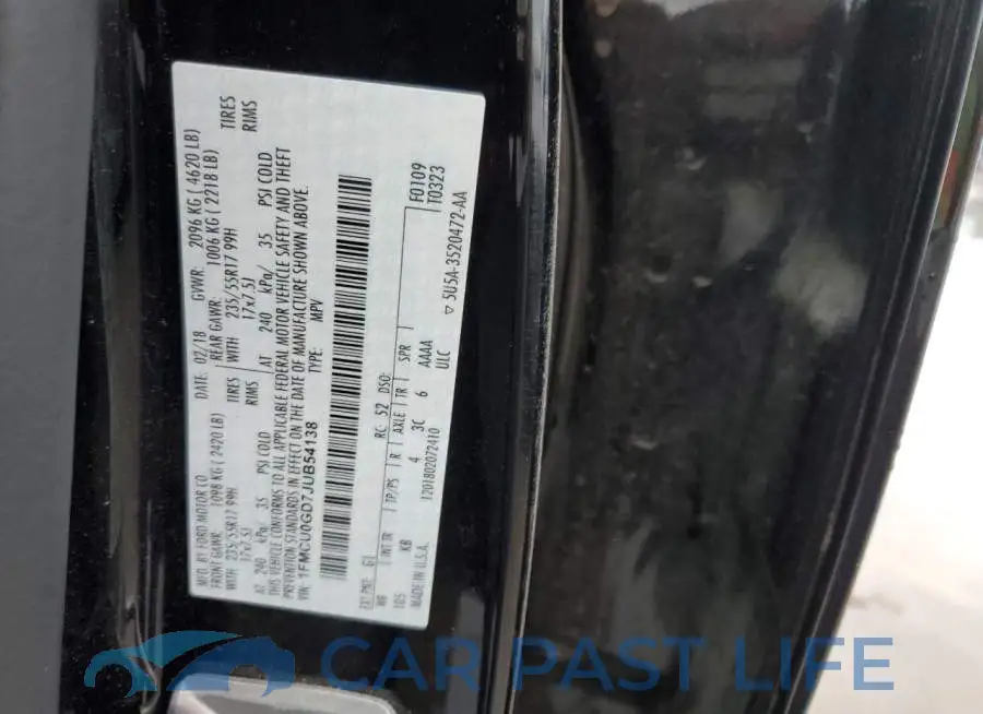 1FMCU0GD7JUB54138# 12