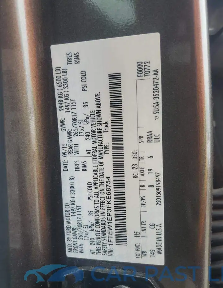 1FTEW1EP3FKE68754# 12