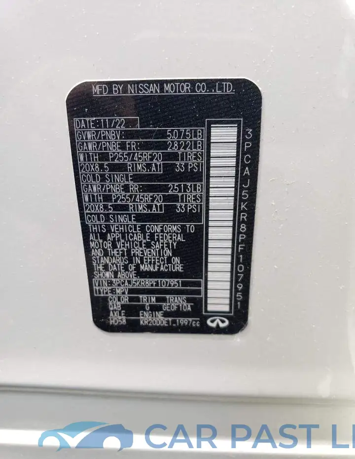 3PCAJ5KR8PF107951# 12