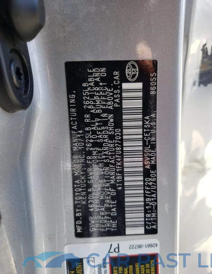 4T1BF1FK4FU877030# 12
