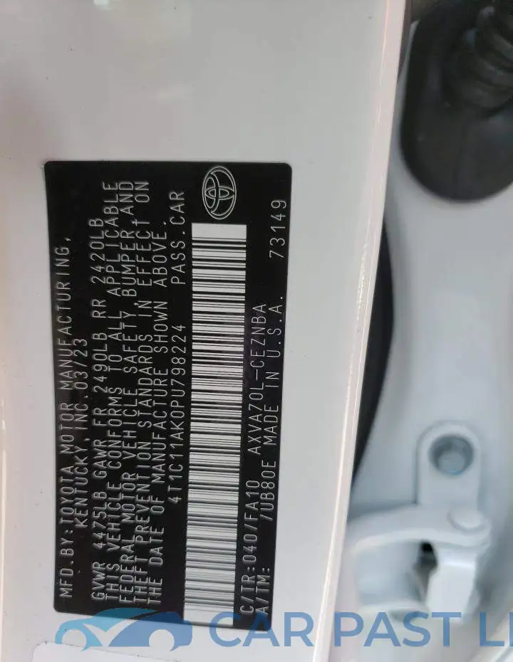 4T1C11AK0PU798224# 13