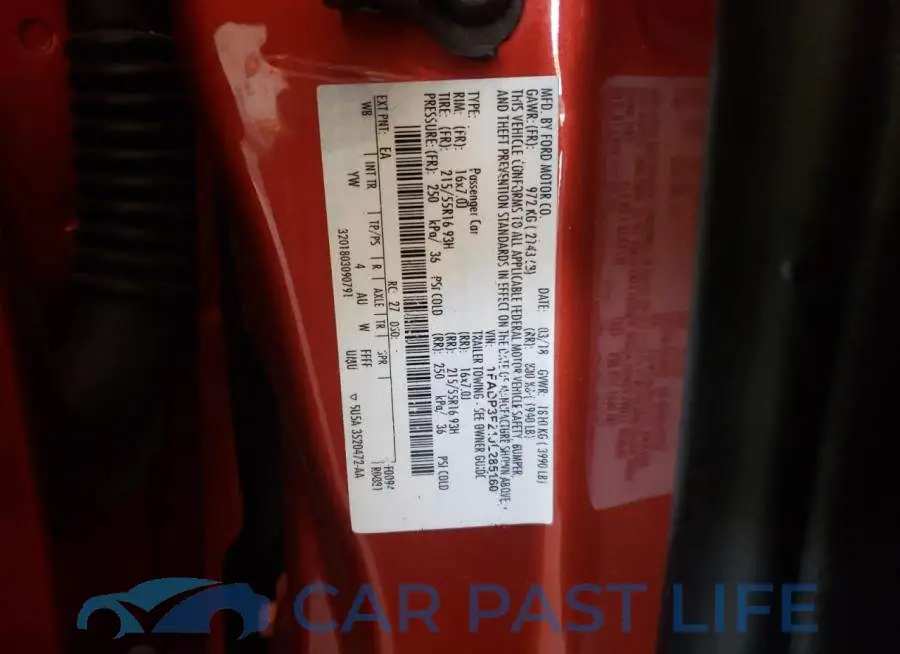 1FADP3F21JL285160# 12