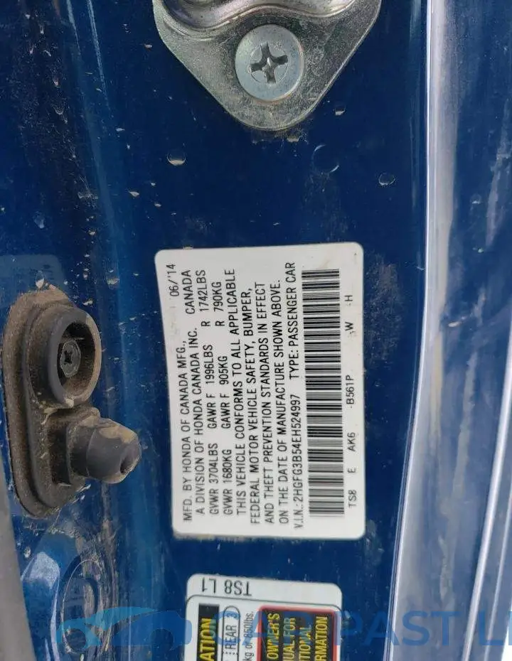 2HGFG3B54EH524997# 12