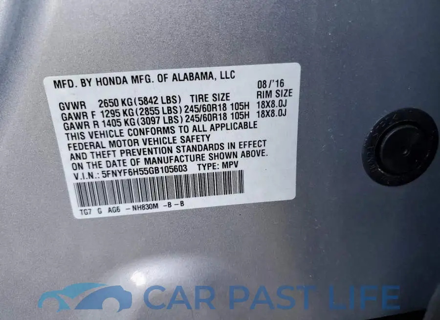5FNYF6H55GB105603# 13