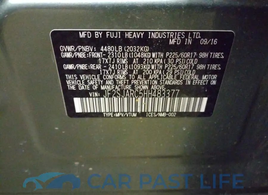 JF2SJARC5HH483377# 13