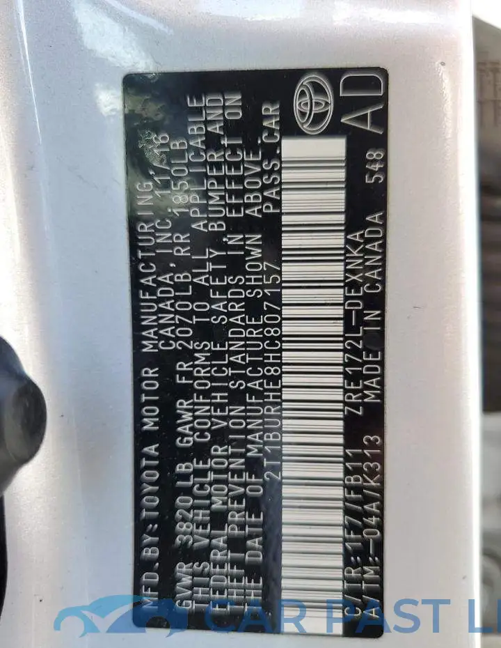 2T1BURHE8HC807157# 12