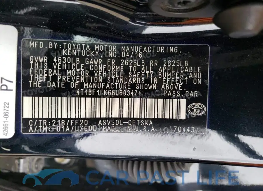 4T1BF1FK6GU603474# 12