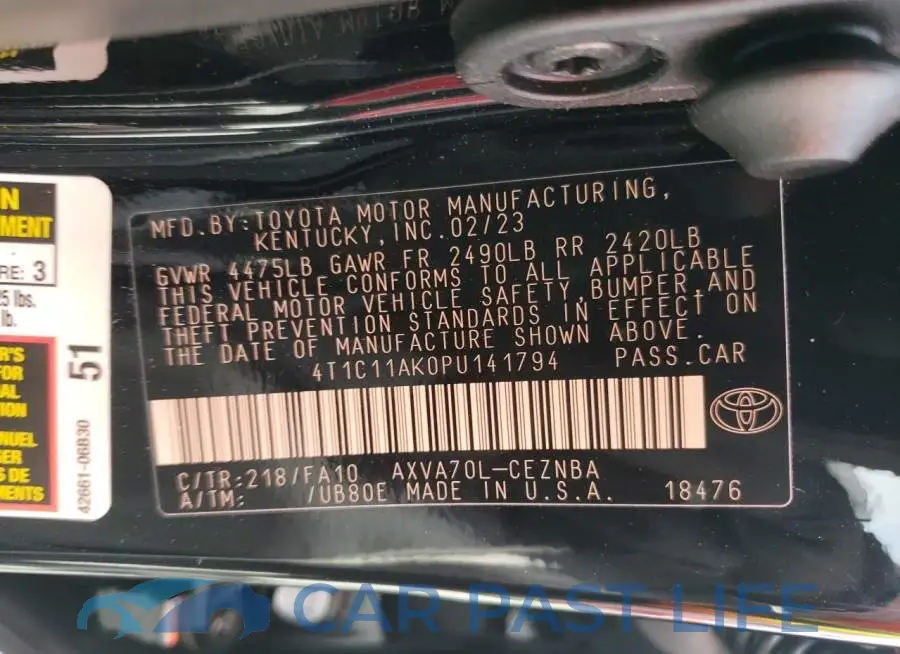4T1C11AK0PU141794# 13