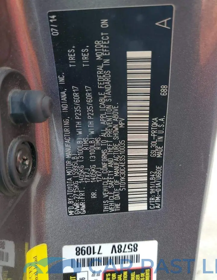 5TDYK3DC4ES510035# 13