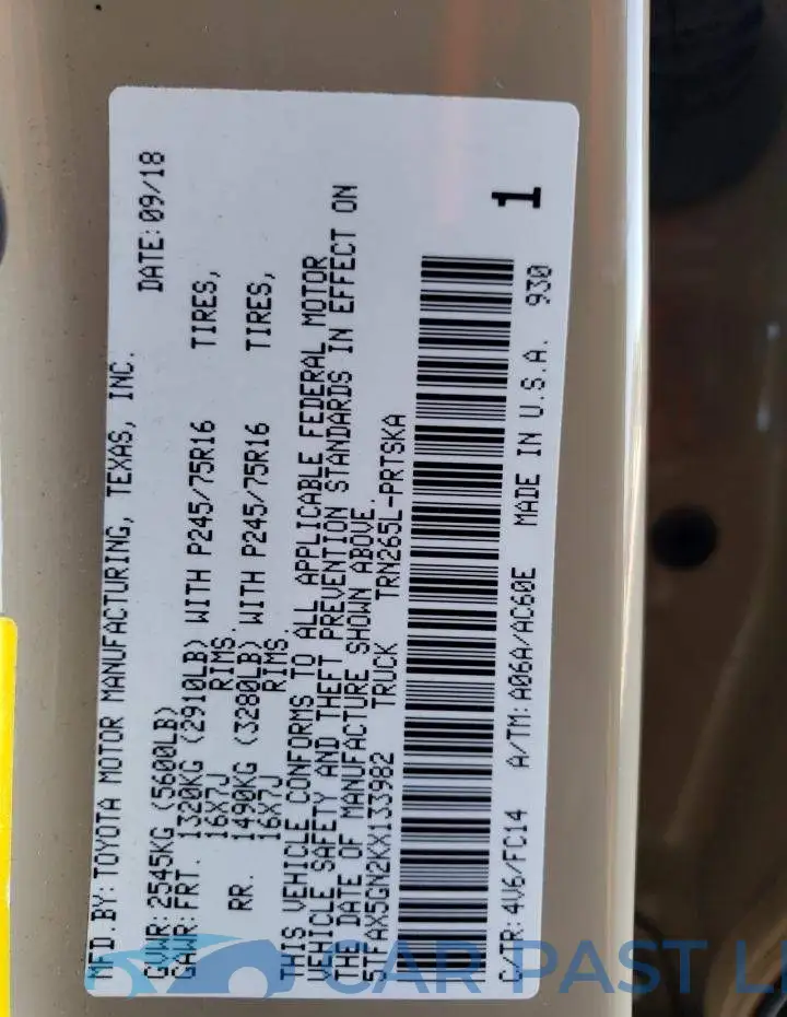 5TFAX5GN2KX133982# 12