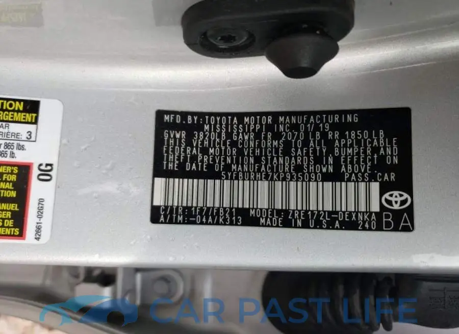 5YFBURHE7KP935090# 12