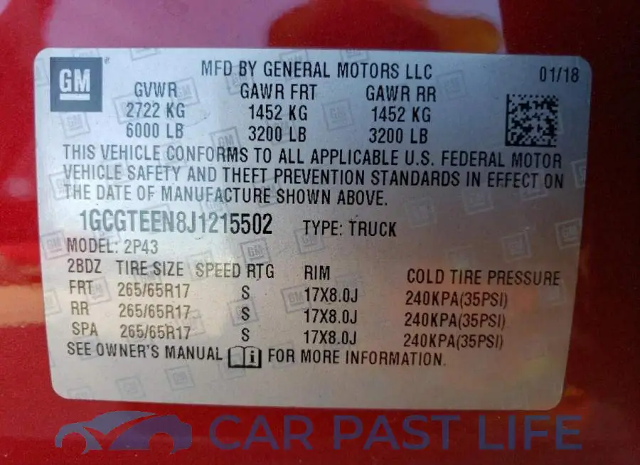 1GCGTEEN8J1215502# 12