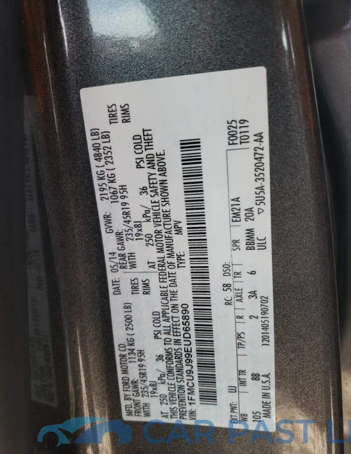 1FMCU9J99EUD65890# 12